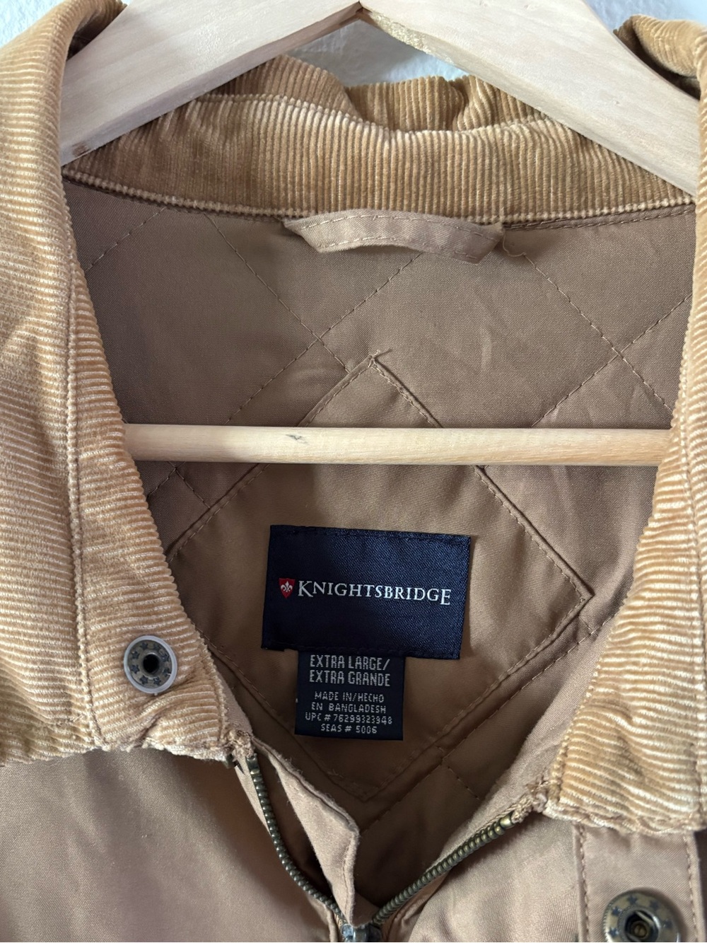 Tan Oversized Barn Chore Coat Corduroy Collar XL Vintage - Picture 4 of 7